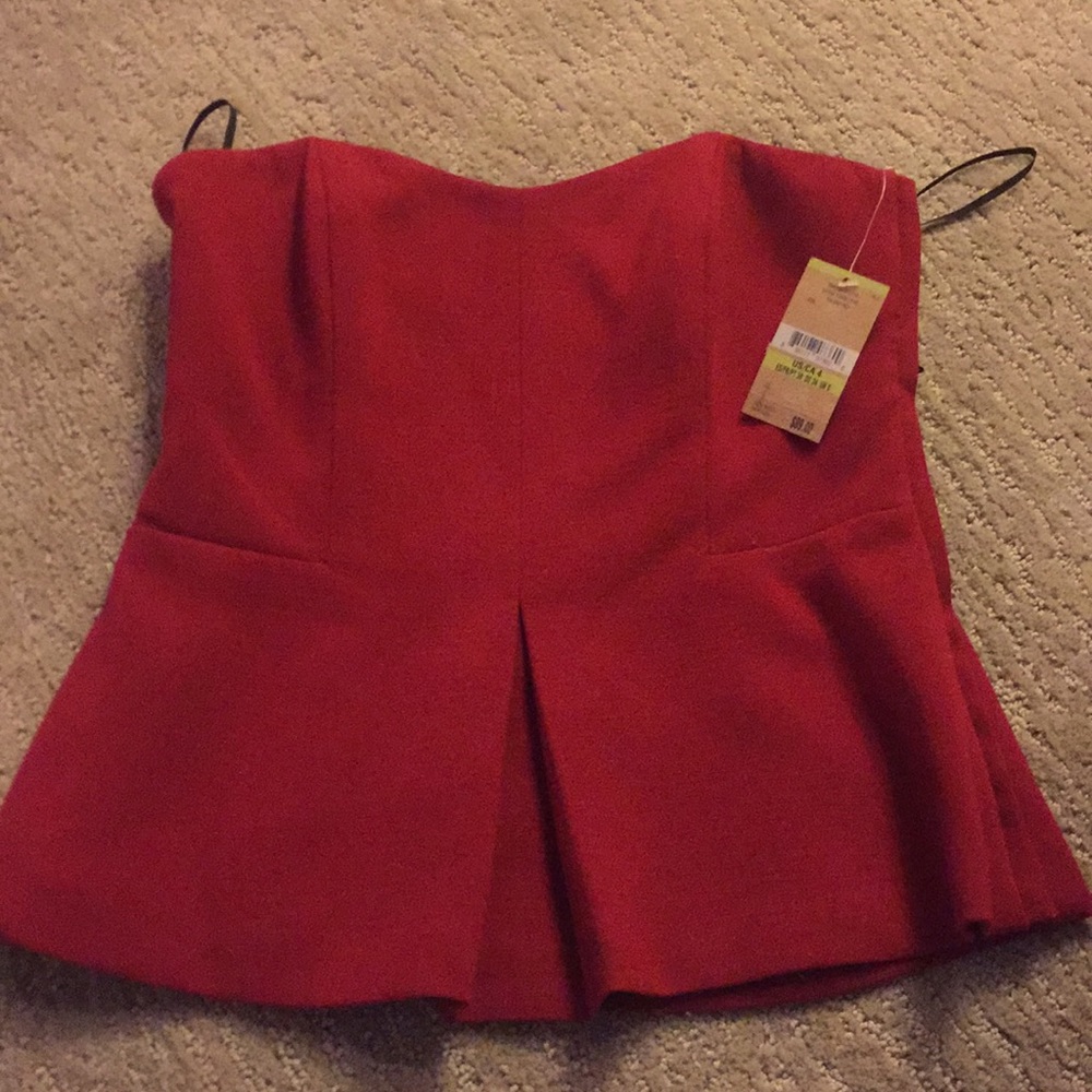 Strapless red top